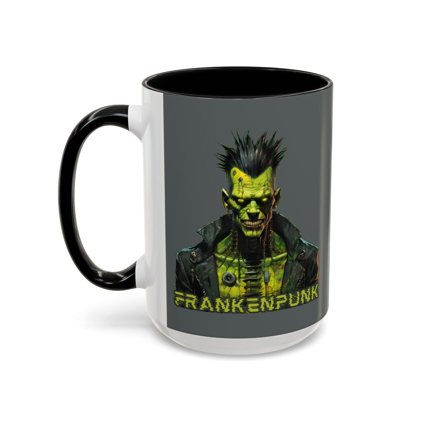Frankenpunk Grey Accent Mug by CreepyCrafts.boo