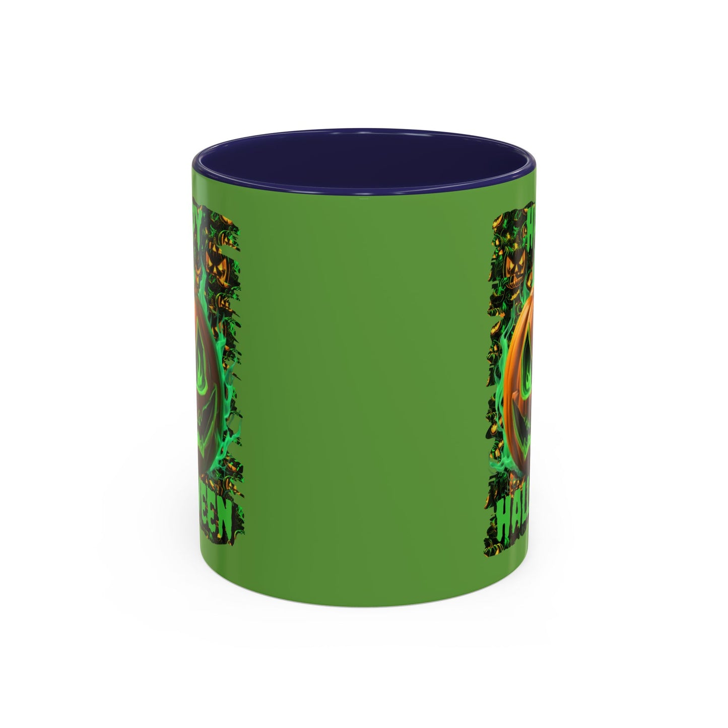Happy Halloween Green Jack Green Accent Mug by CreepyCrafts.boo