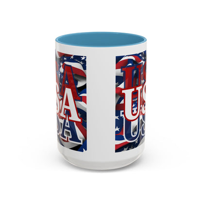 USA White font Center Patriot Accent Mug by cypherpunkgear.com