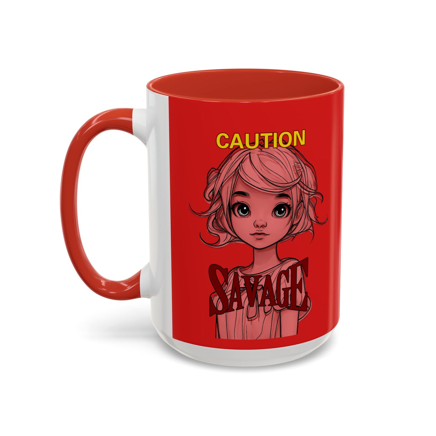 Caution, Savage Red Accent Mug by cypherpunkgear.com