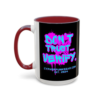 Don't Trust...Verify. Black Accent Mug by cypherpunkgear.com