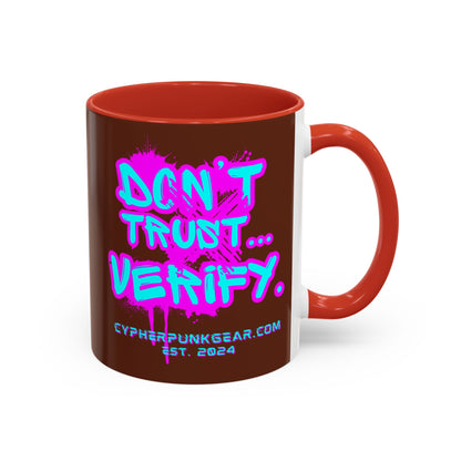 Don't Trust...Verify. Brown Accent Mug by cypherpunkgear.com