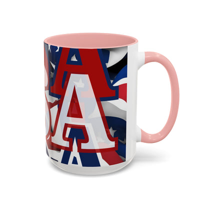 USA! USA! USA WHfont Patriot Accent Mug by cypherpunkgear