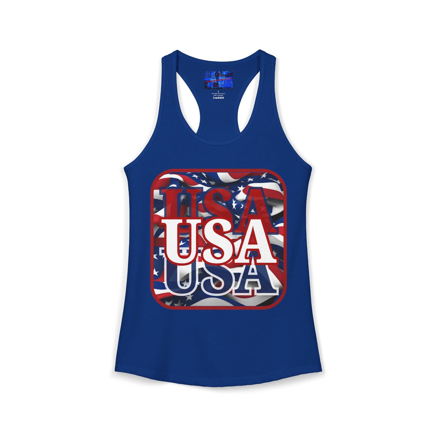 Red WHITE and Blue USA Patriot Women's Racerback Tank Top by cypherpunkgear.com