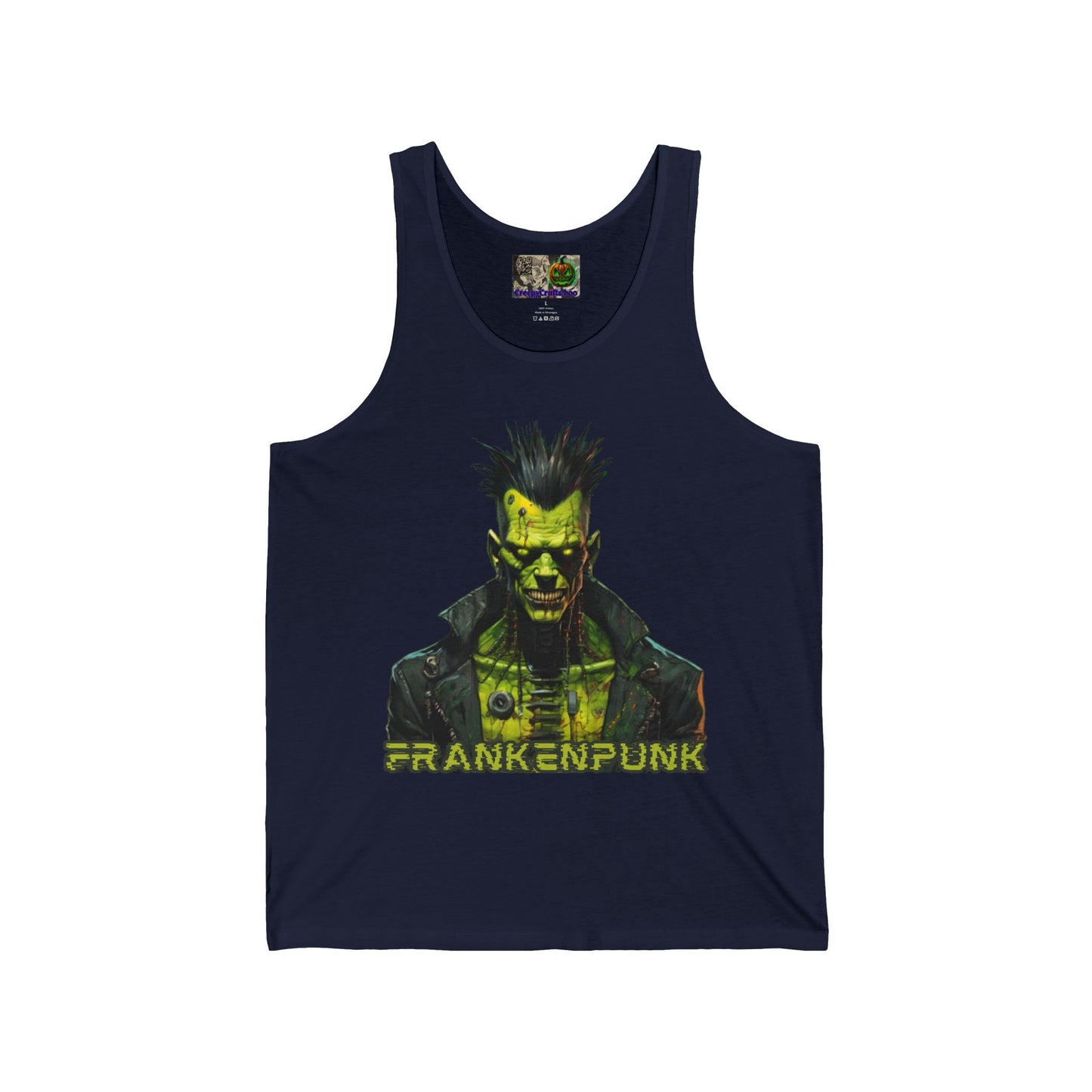Frankenpunk Unisex Jersey Tank Top by CreepyCrafts.boo