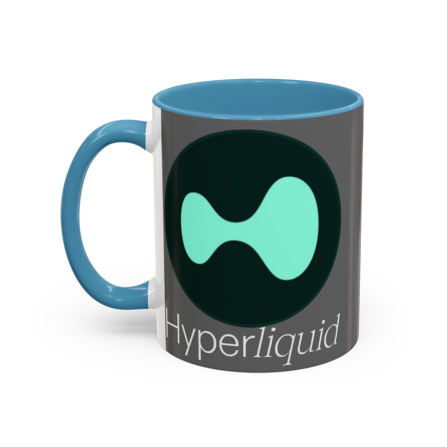 Hyperliquid White font Grey Accent Mug by cypherpunkgear.com