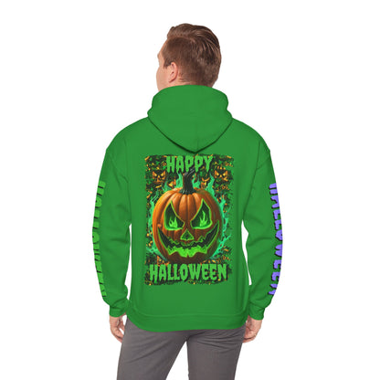 Happy Halloween Green Jack Hoodie Unisex Hooded Sweatshirt by CreepyCrafts.boo