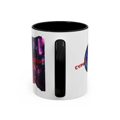 2-sided, cypherpunkgear.com Logo & Cityscape Accent Mug by cypherpunkgear.com