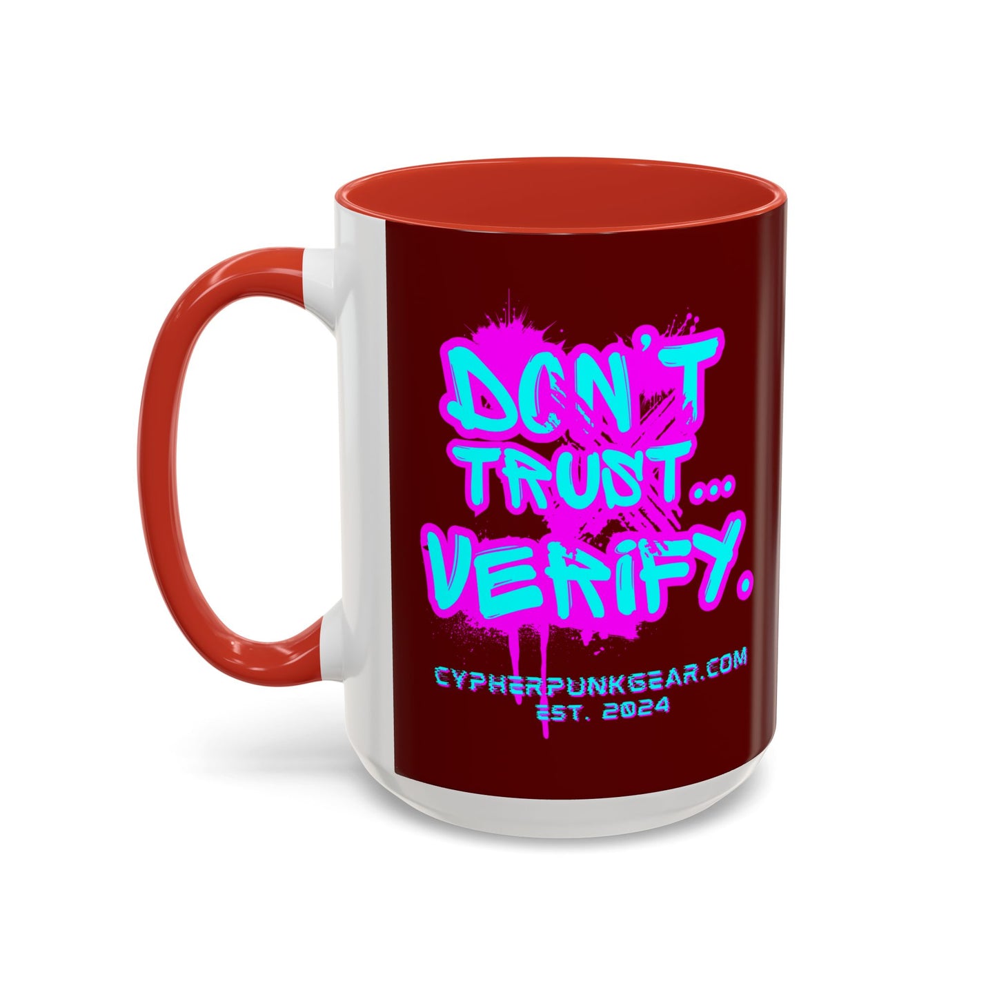 Don't Trust...Verify. Red Accent Mug by cypherpunkgear.com
