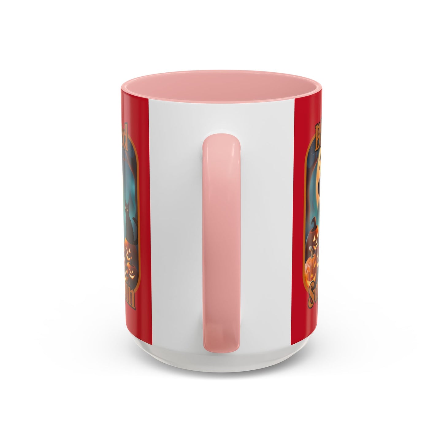Blessed Samhain Cute Witch Orange font Red Accent Mug by CreepyCrafts.boo