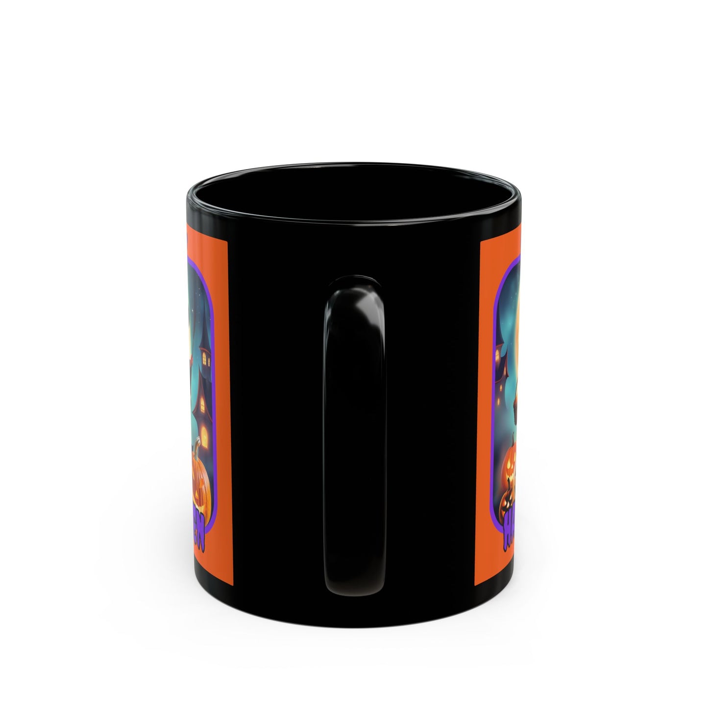 Happy Halloween Little Witch Purple font Orange Mug by CreepyCrafts.boo