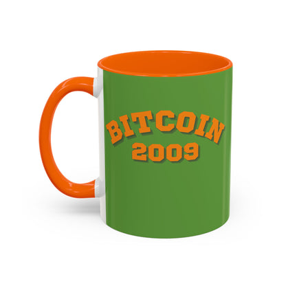 Bitcoin 2009 Green Accent Mug by cypherpunkgear.com