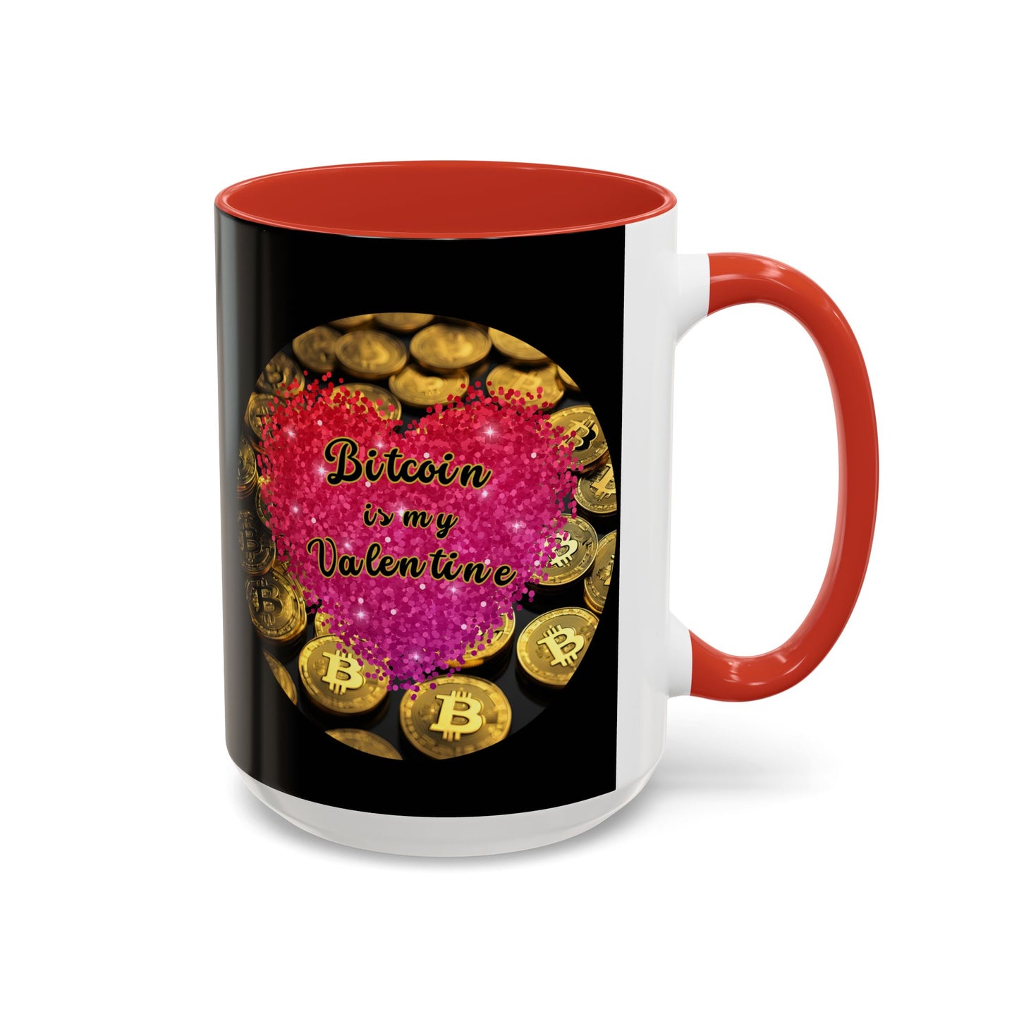 Bitcoin is My Valentine Black Accent Mug by cypherpunkgear.com