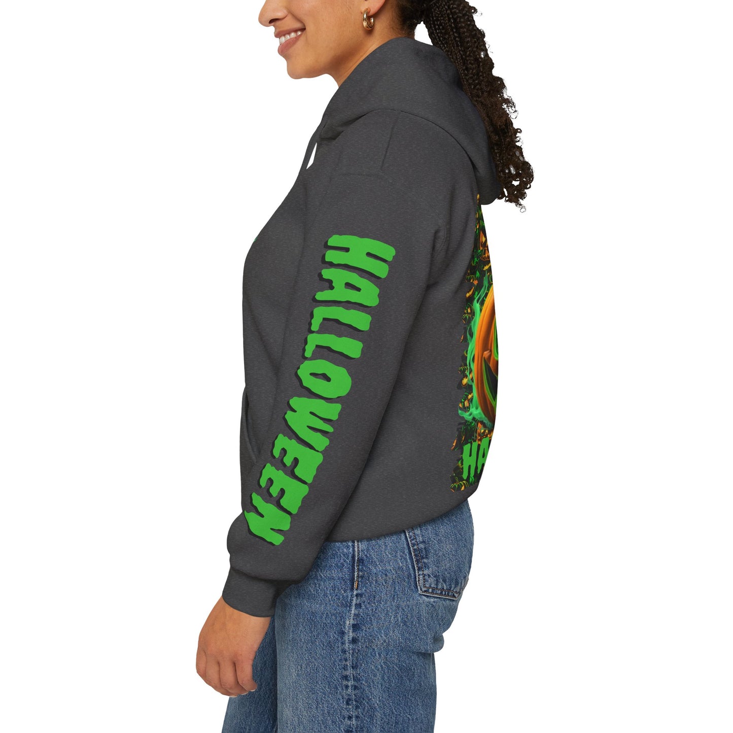 Happy Halloween Green Jack Hoodie Unisex Hooded Sweatshirt by cypherpunkgear