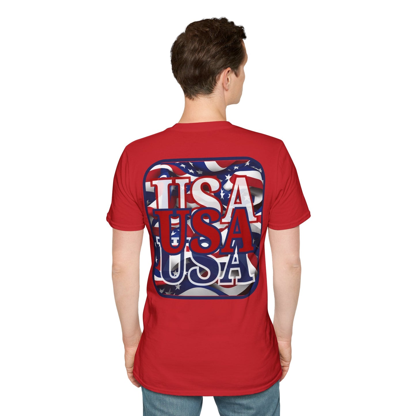 2-sided RED White and Blue USA Patriot Light colors Unisex T-Shirt by cypherpunkgear.com