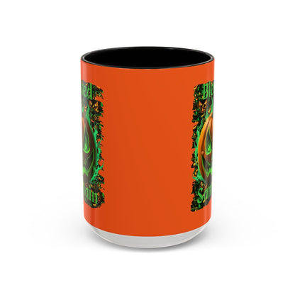 Blessed Samhain Green Jack Orange Accent Mug by CreepyCrafts.boo