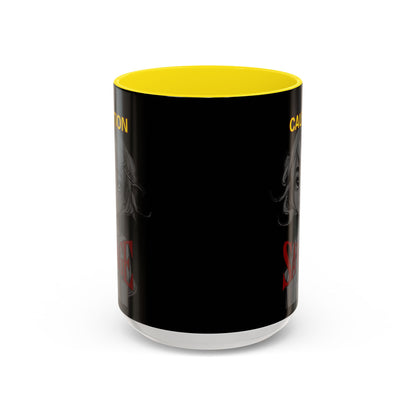 Caution, Savage Black Accent Mug by cypherpunkgear.com