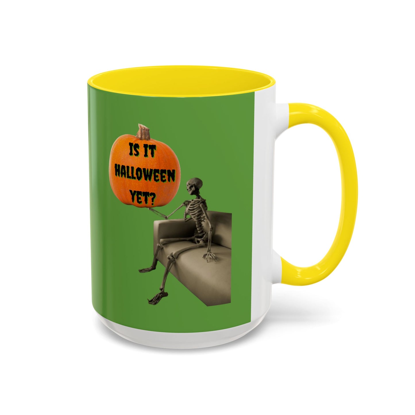 Is it Halloween yet? Skeleton's Pumpkin Accent Mug by CreepyCrafts.boo