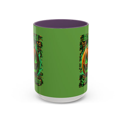 Blessed Samhain Green Jack Green Accent Mug by CreepyCrafts.boo