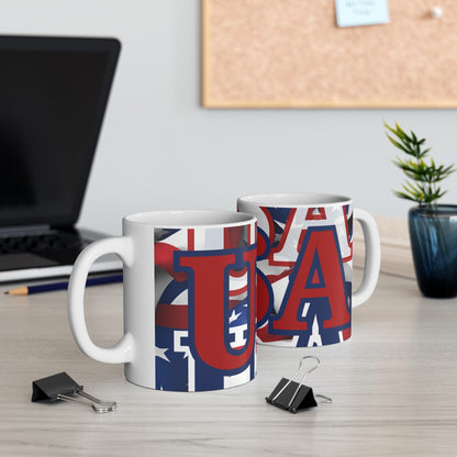 USA! USA! USA RDfont Patriot White Mug by cypherpunkgear