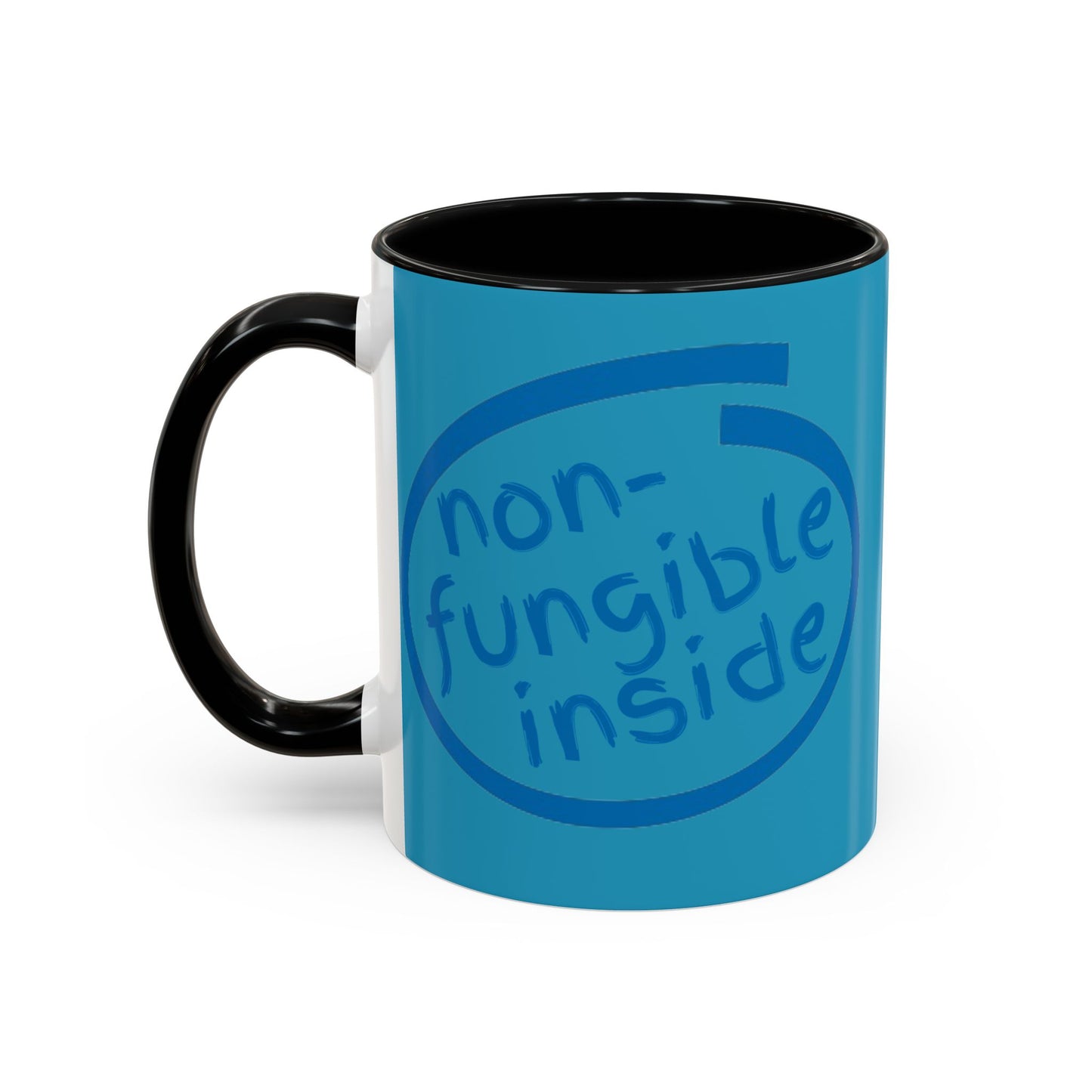Non-Fungible Inside Turquoise Accent Mug by cypherpunkgear.com