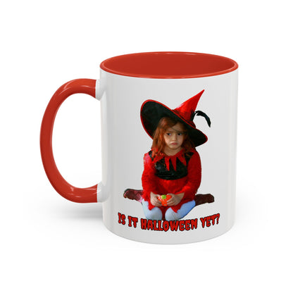 Is it Halloween yet? White Accent Mug by CreepyCrafts.boo