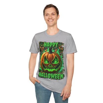 Happy Halloween Green Jack Unisex T-Shirt by cypherpunkgear