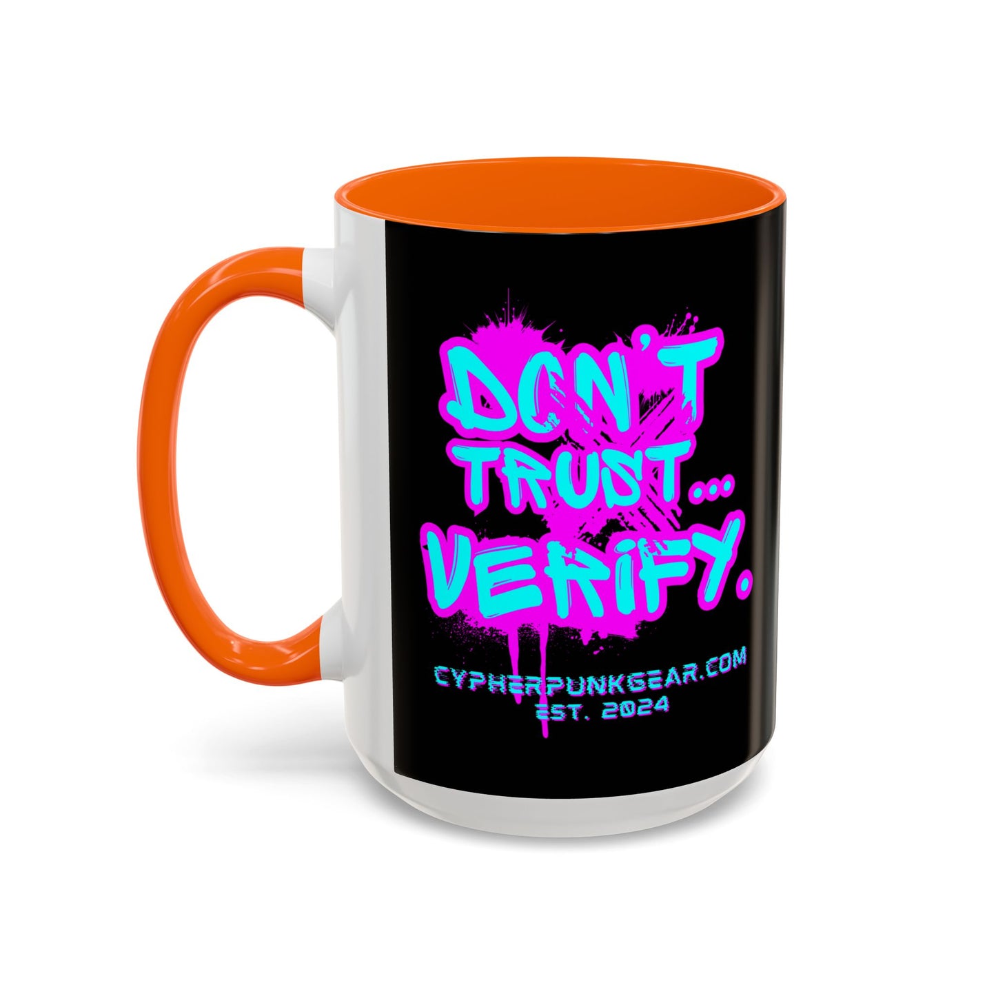 Don't Trust...Verify. Black Accent Mug by cypherpunkgear.com