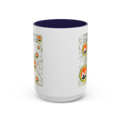 Monero (XMR) don't assume your freedoms are assured White Accent Mug by cypherpunkgear.com
