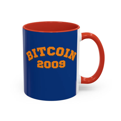 Bitcoin 2009 Dark Blue Accent Mug by cypherpunkgear.com