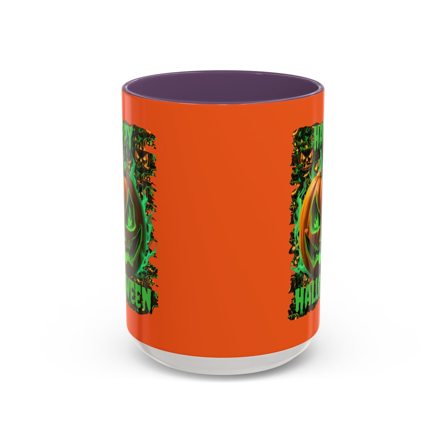 Happy Halloween Green Jack Orange Accent Mug by CreepyCrafts.boo