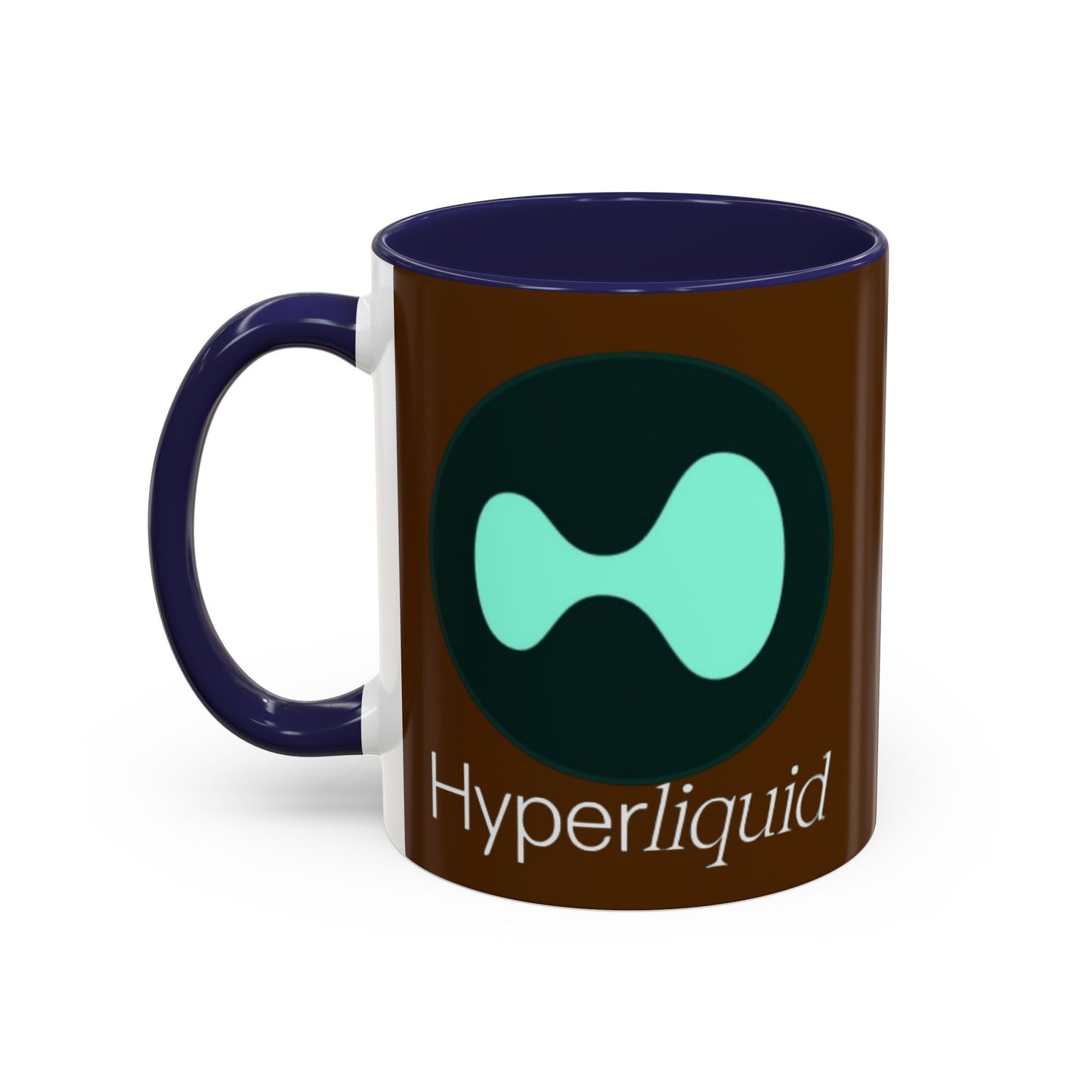 Hyperliquid White font Brown Accent Mug by cypherpunkgear.com