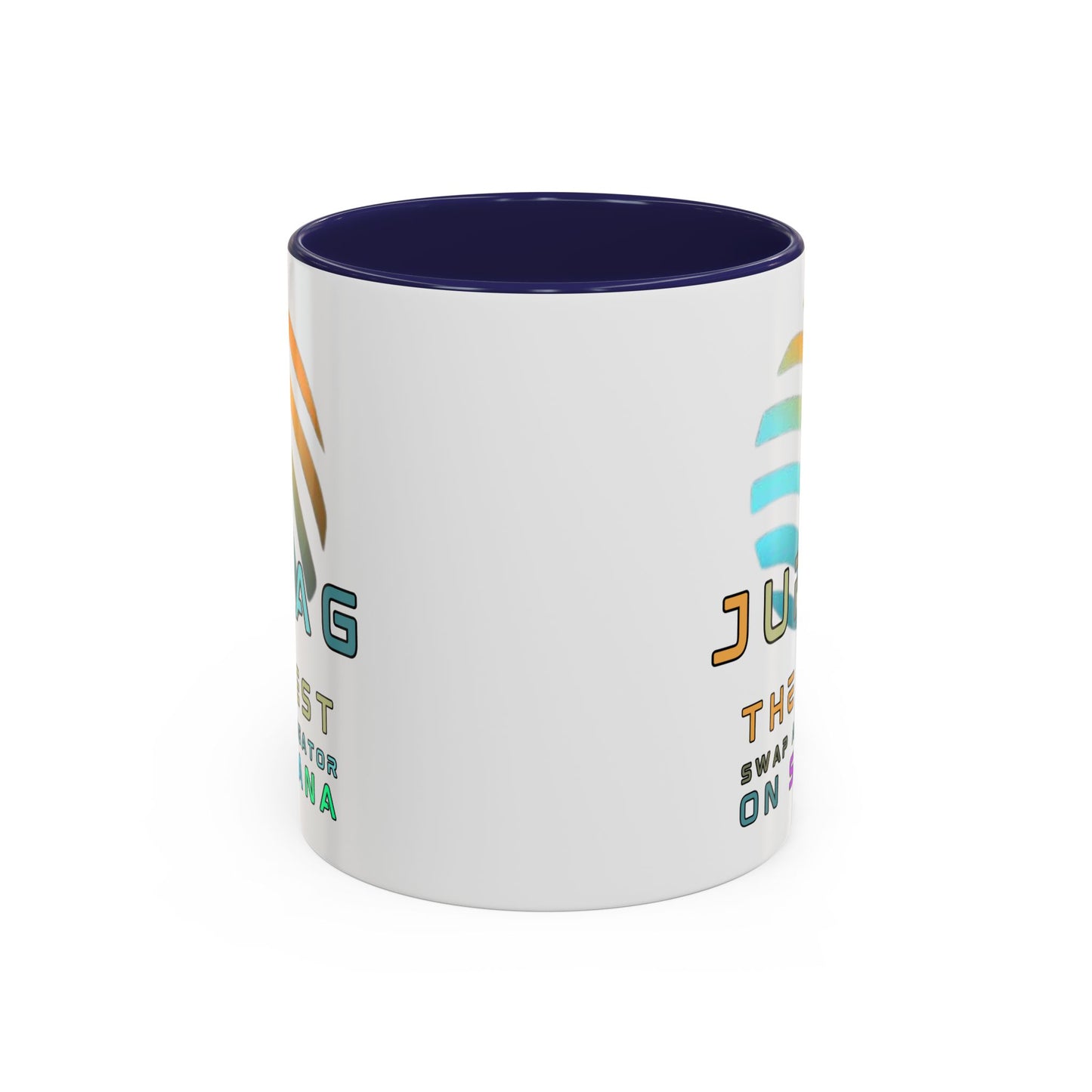 Jupiter (JUP) the best aggregator on Solana White Accent Mug by cypherpunkgear.com