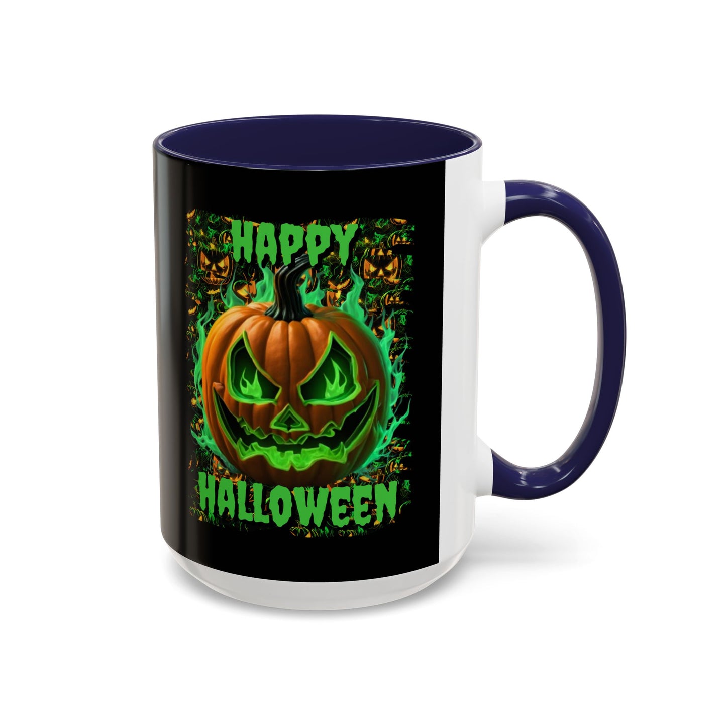Happy Halloween Green Jack Black Accent Mug by CreepyCrafts.boo