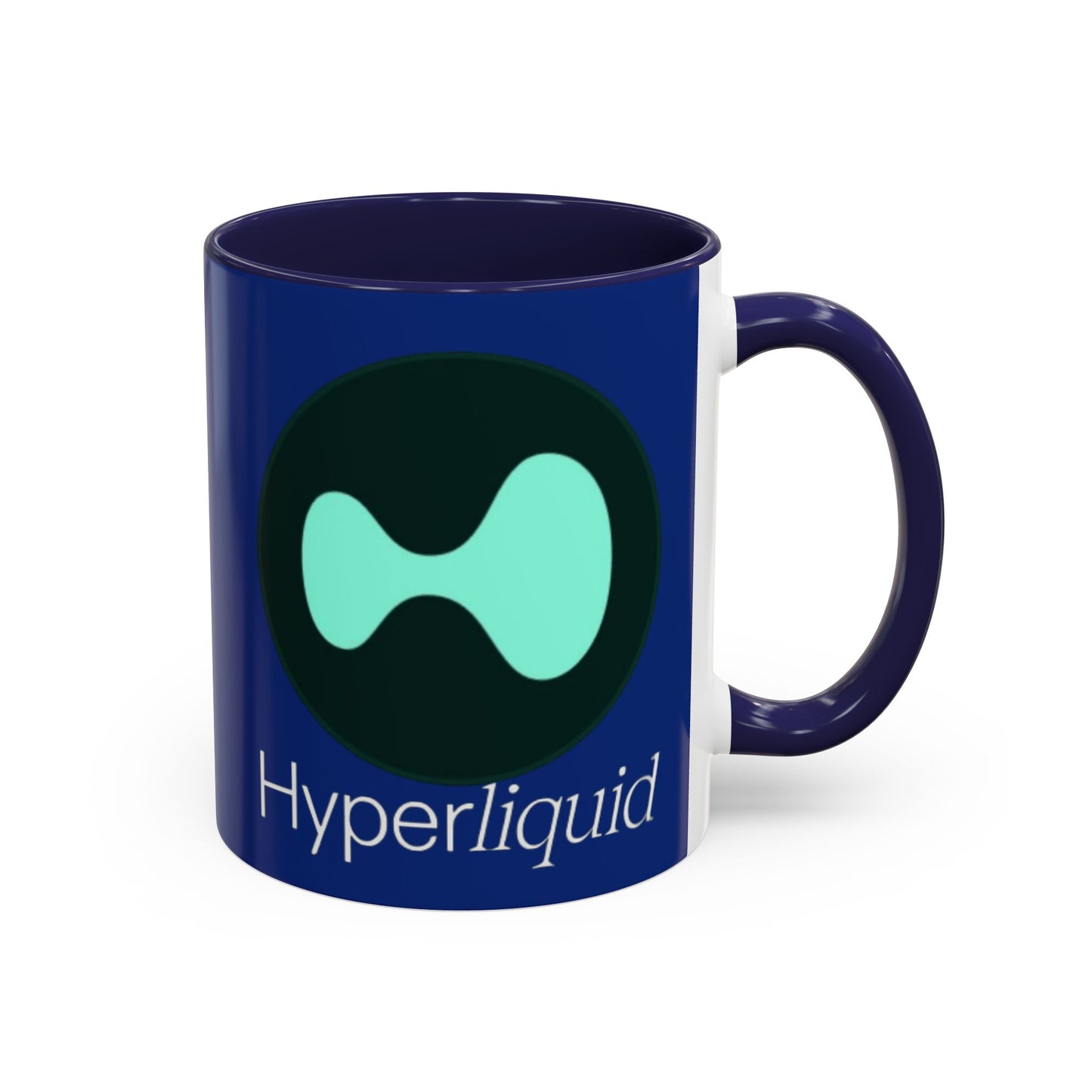 Hyperliquid White font Blue Accent Mug by cypherpunkgear.com