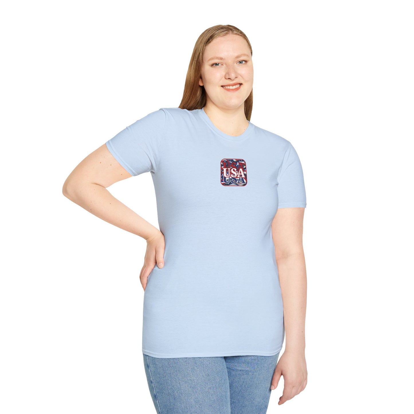 2-sided Red WHITE and Blue USA Patriot Light colors Unisex T-Shirt by cypherpunkgear.com