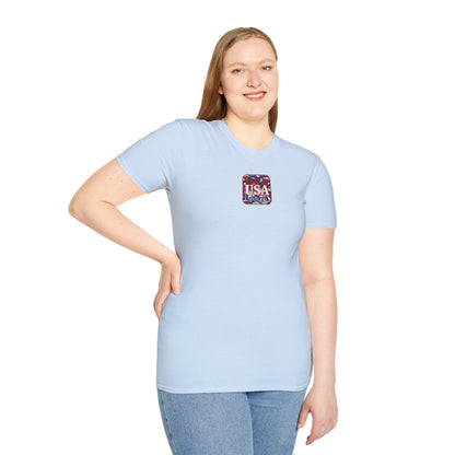2-sided Red WHITE and Blue USA Patriot Light colors Unisex T-Shirt by cypherpunkgear.com