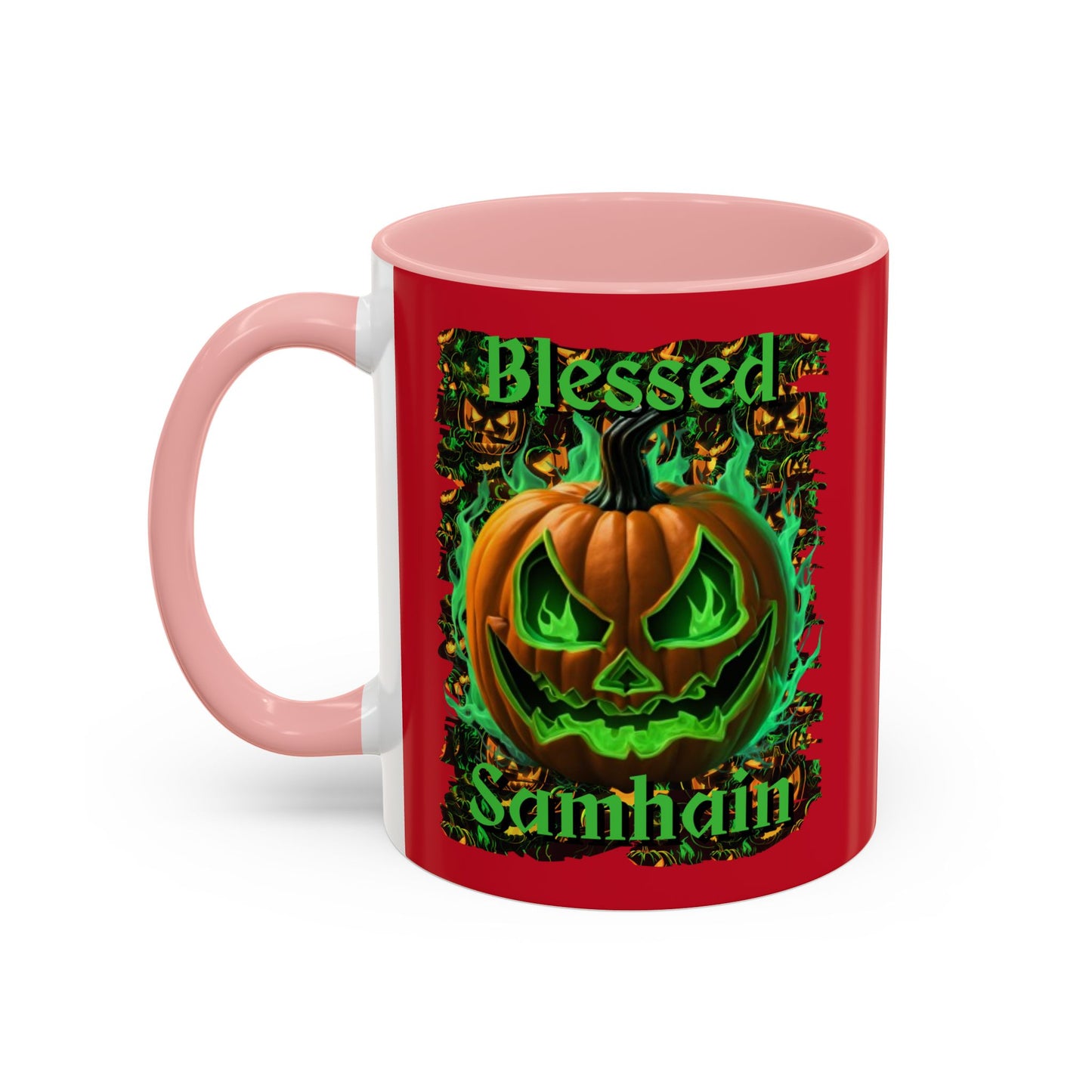 Blessed Samhain Green Jack Red Accent Mug by CreepyCrafts.boo