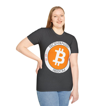 Bitcoin Decentralized Freedom Dark colors Unisex T-Shirt by cypherpunkgear.com