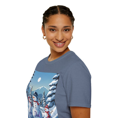 Snowman Family of 3 Dark colors Unisex T-Shirt by cypherpunkgear.com