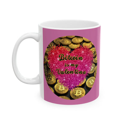 Bitcoin is My Valentine Pink and White Mug by cypherpunkgear.com