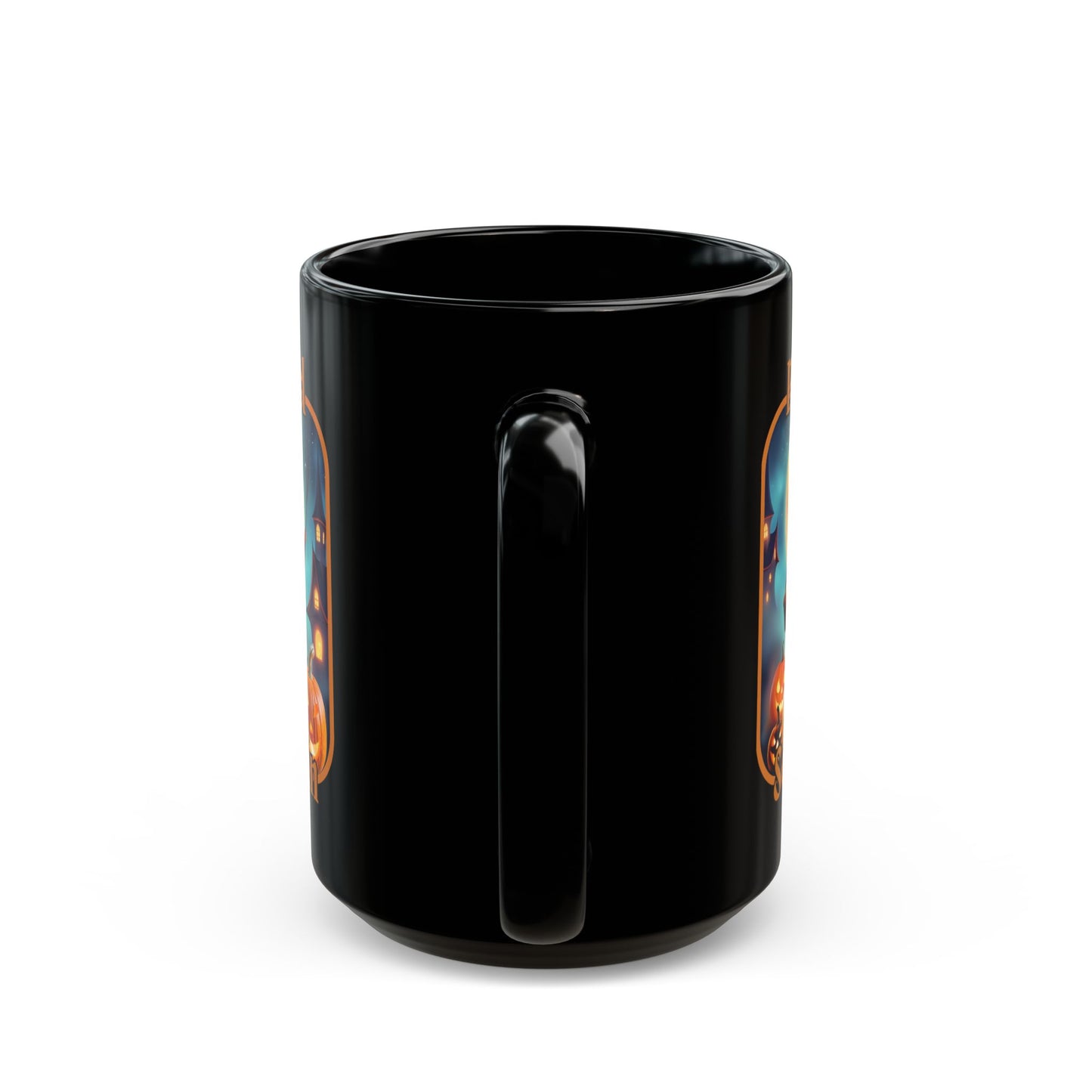 Blessed Samhain Little Witch Orange font Black Mug by CreepyCrafts.boo