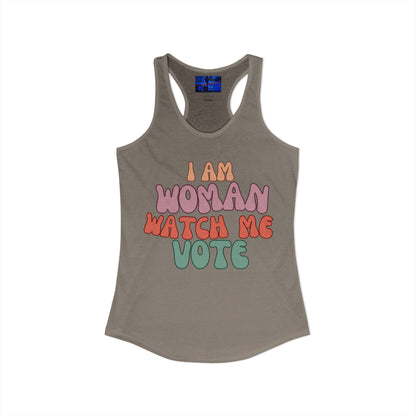 I Am Woman Watch Me Vote Women's Racerback Tank Top by cypherpunkgear.com