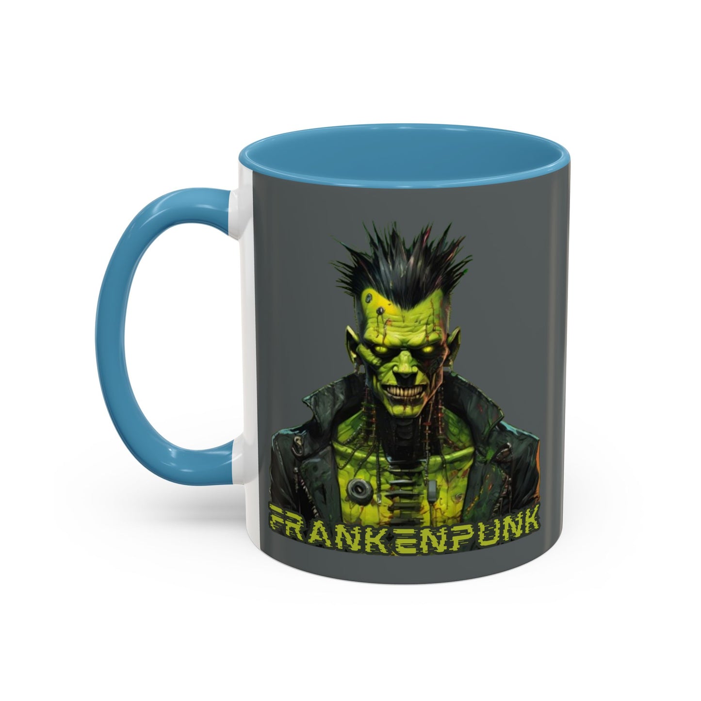 Frankenpunk Grey Accent Mug by CreepyCrafts.boo