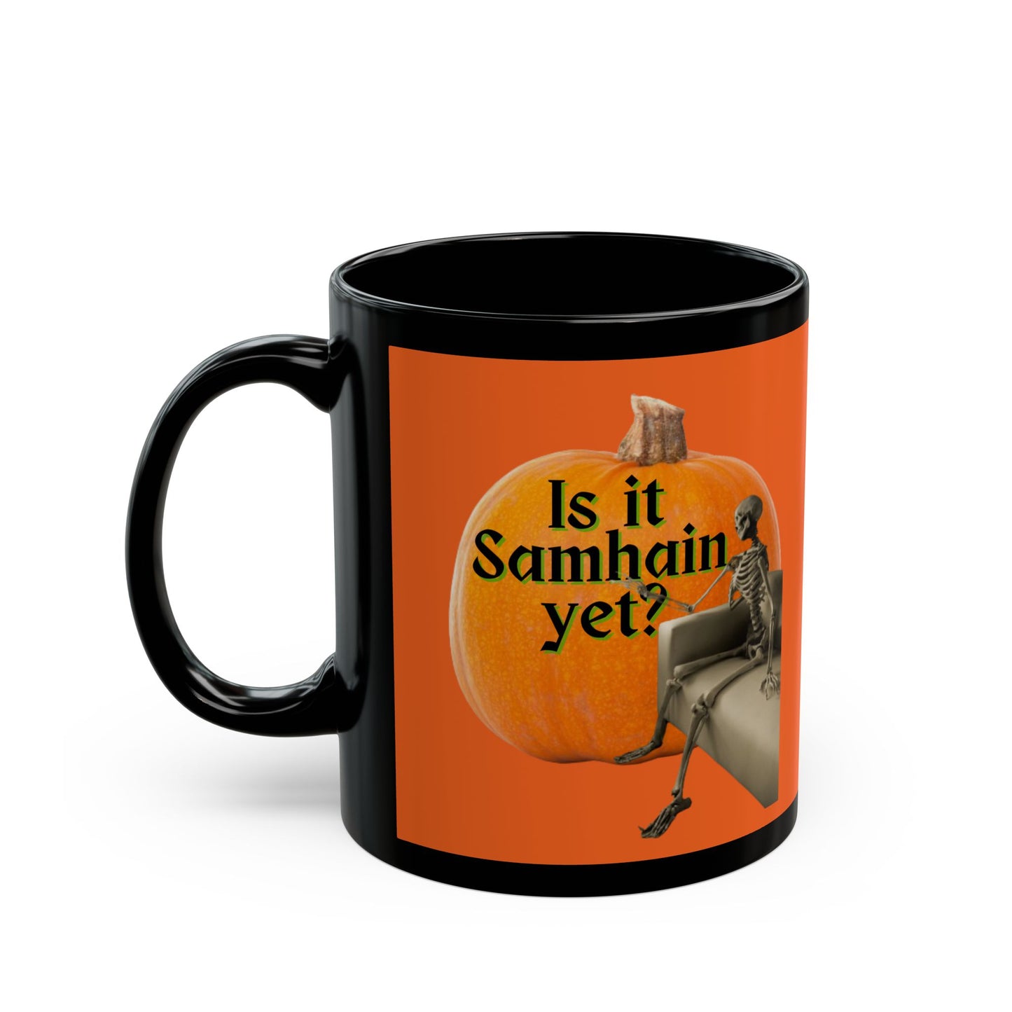 Is It Samhain Yet? Skeleton's Giant Pumpkin Orange Mug by CreepyCrafts.boo