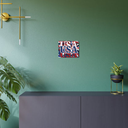 USA! USA! USA Blue Center Metal Art Sign by cypherpunkgear