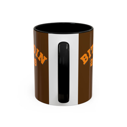 Bitcoin 2009 Brown Accent Mug by cypherpunkgear.com