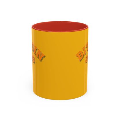 Bitcoin 2009 Yellow Accent Mug by cypherpunkgear.com