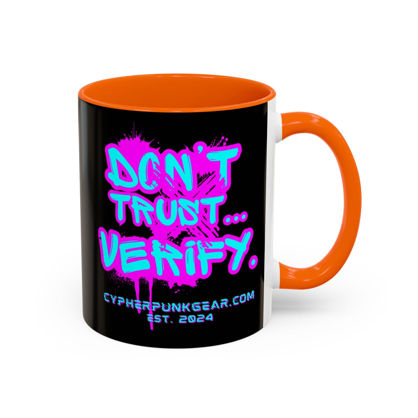 Don't Trust...Verify. Black Accent Mug by cypherpunkgear.com