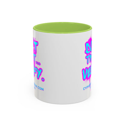 Don't Trust...Verify. White Accent Mug by cypherpunkgear.com